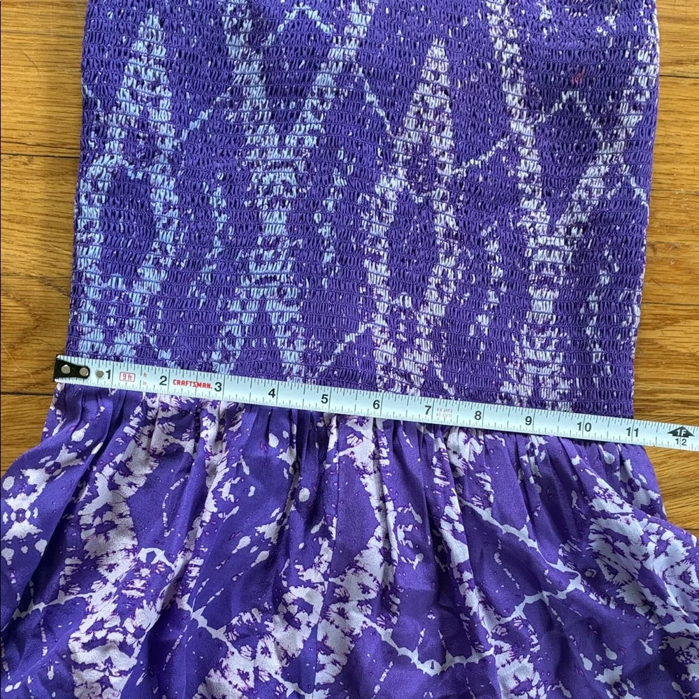 Rebecca Taylor Silk Midi Sun Dress Size 0 Smocked Purple Tie Dye Wedding Guest - Picture 2 of 12